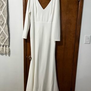 Lulu’s Feeling of Forever White Longsleeve Mermaid Dress